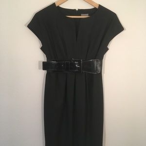 Ann Taylor Dress w/Patent Leather Belt & Pockets
